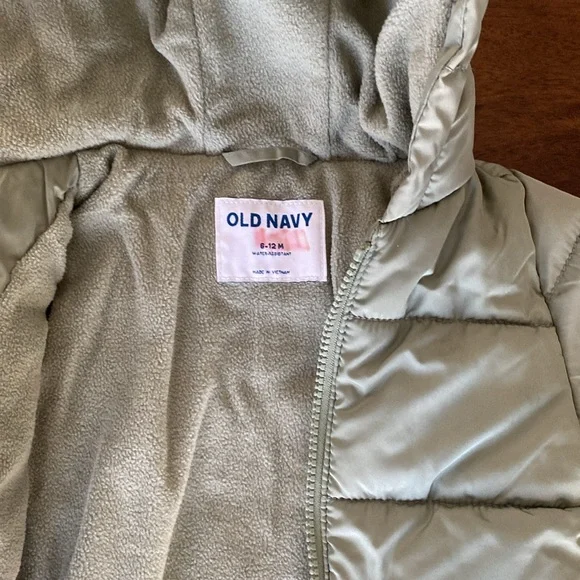 Lot of 3 baby boys outerwear 6-12 mo - fleece jacket, puffer coat with hood - Picture 3 of 5